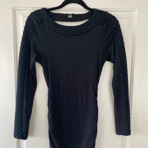 Tart Black Cocktail Dress, Size S, Textured Sleeve
